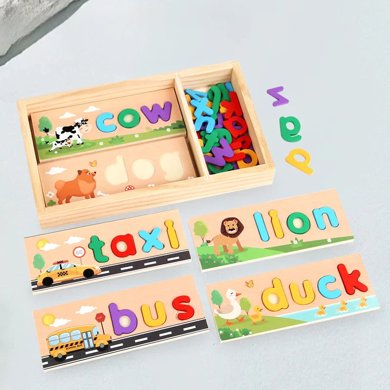 English Alphabet Early Education Cognitive Spelling Kindergarten Wooden Educational Toys Preschool Learning Activities