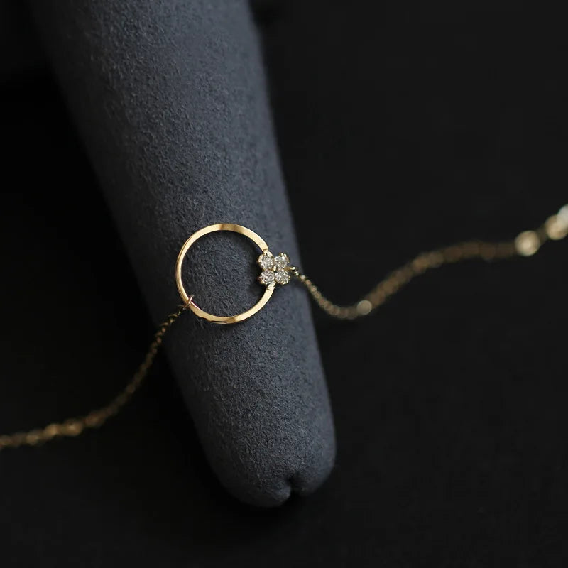 INS Fashion Pure 925 Sterling Silver Thin Chain 14K Gold Plated Flower Charm Bracelets for Women Girls Jewelry