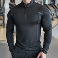 Sportswear Men  Active Wear Quater Zip up Sweatshirts Running Men's T-shirts Workout Long Sleeve Tight Gym T Shirt