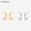 VIANRLA 925 Sterling Steel 18K Gold Earring Jewelry 16*3.8mm C Shape Earrings Fashion Women's Jewelry Laser Custom Logo