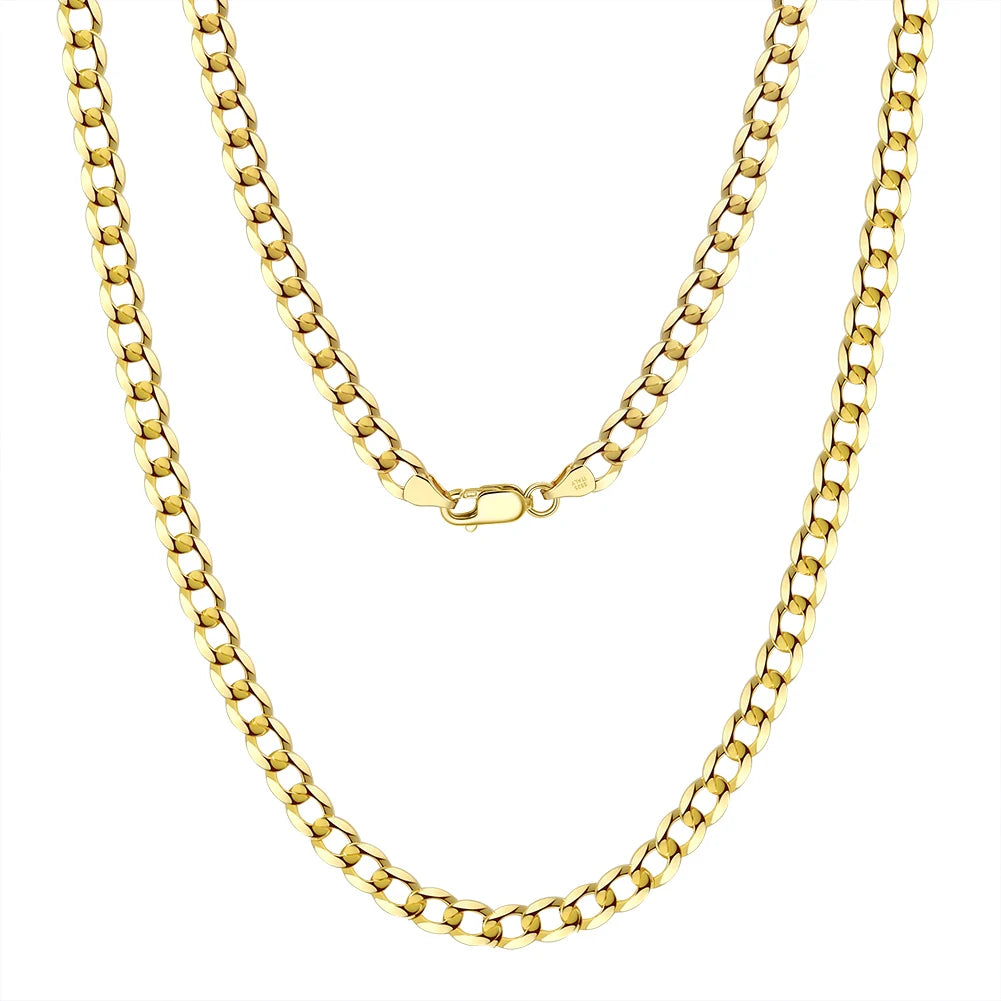 Gold Chain Necklace Designs Italian 5mm Diamond Cut Cuban Link Curb Chain Necklace for Women Men