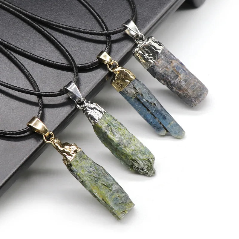 Huiying Rough Quartz Blue Raw Stone Crystal Healing Rock Green Natural Gemstone Necklace Pendulum Jewelry