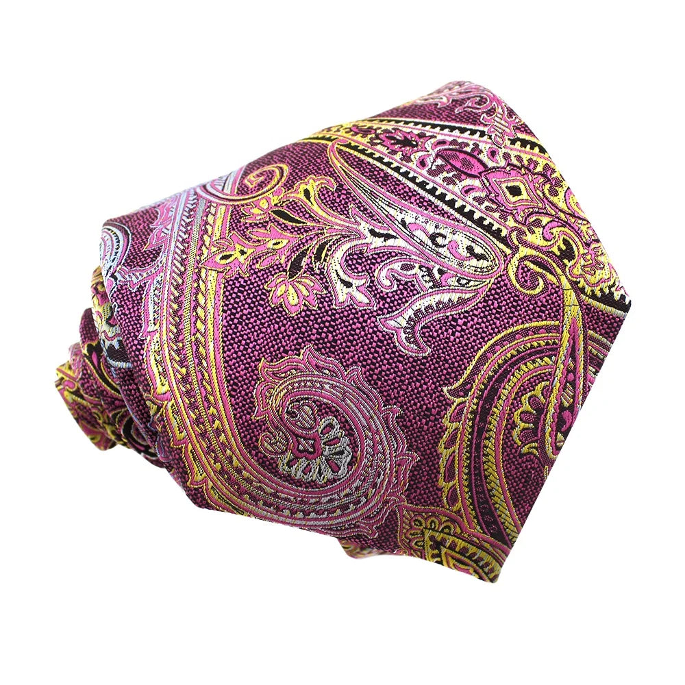 Men Male China Shengzhou Necktie Wholesale Coloured Striped Lining Microfiber Handmade 100 Polyester Woven Wide Red Paisley Tie