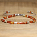 Boho 2x4mm Natural Red Agate Stone Bracelet for Women Fashion Jewelry Adjustable Weave Beads Bracelet Birthday Gifts