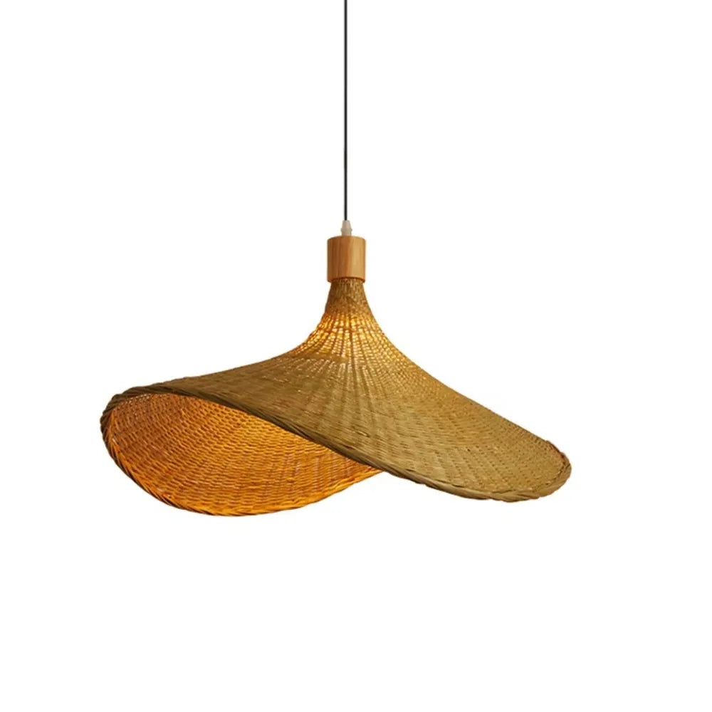 Vintage Handmade Woven Bamboo Rattan Lampshade Hanging Light Decoration for Chandeliers & Pendant Lamp Indoor Living Room Hotel