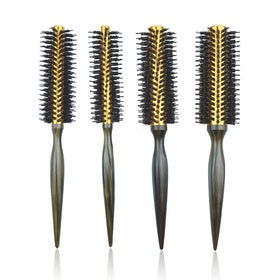 Nylon Laser Round Brush with Wooden Handle Vent Heat Resistant for Dry and Curly Hair Styling