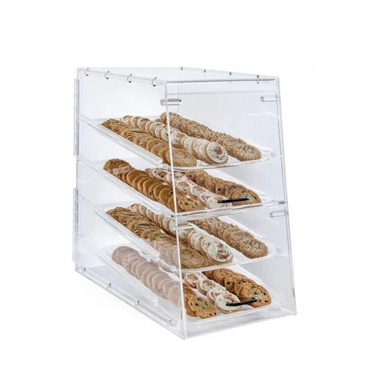 3 Tier Clear Acrylic Wedding Food Displays Buffet Cup Cake Display Boxes Acrylic Bakery Display Case