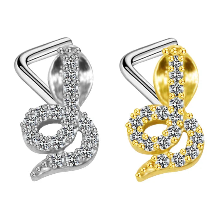 2022 New Hot Sale Snake Piercing Jewelry 316L Stainless Steel L Zircon Snake Nose Ring Piercing For Women