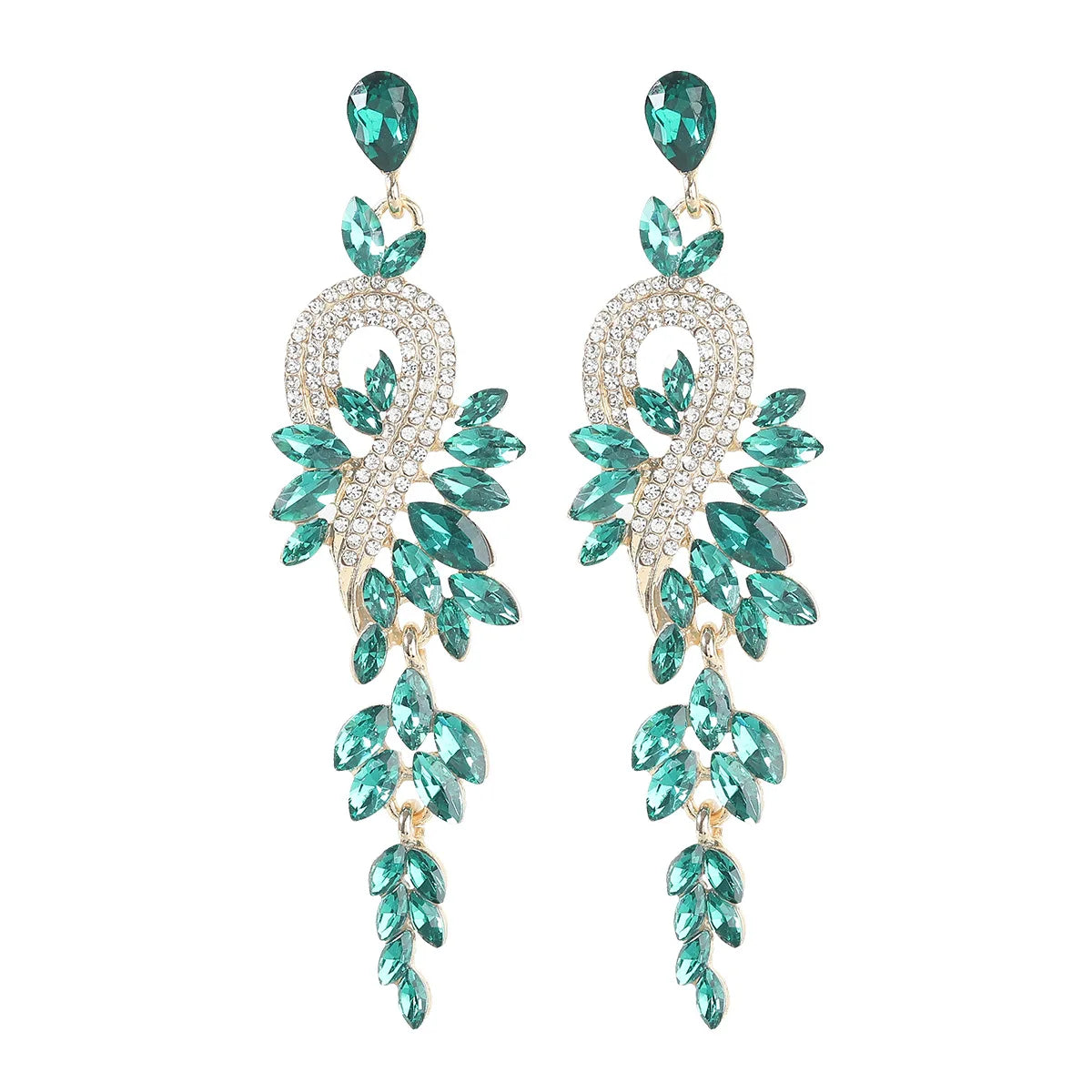 Fashion Exaggerated Alloy Diamonds Luxury Rhinestone Geometric Long  Statement Earrings Luxury Jewelry Women