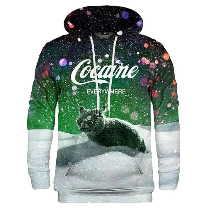 OEM Men's Plus Size Animal Print Spring Pullover Hoodies Sweatshirts Spandex Cotton Breathable Anime Design O-Neck 180g Knitted