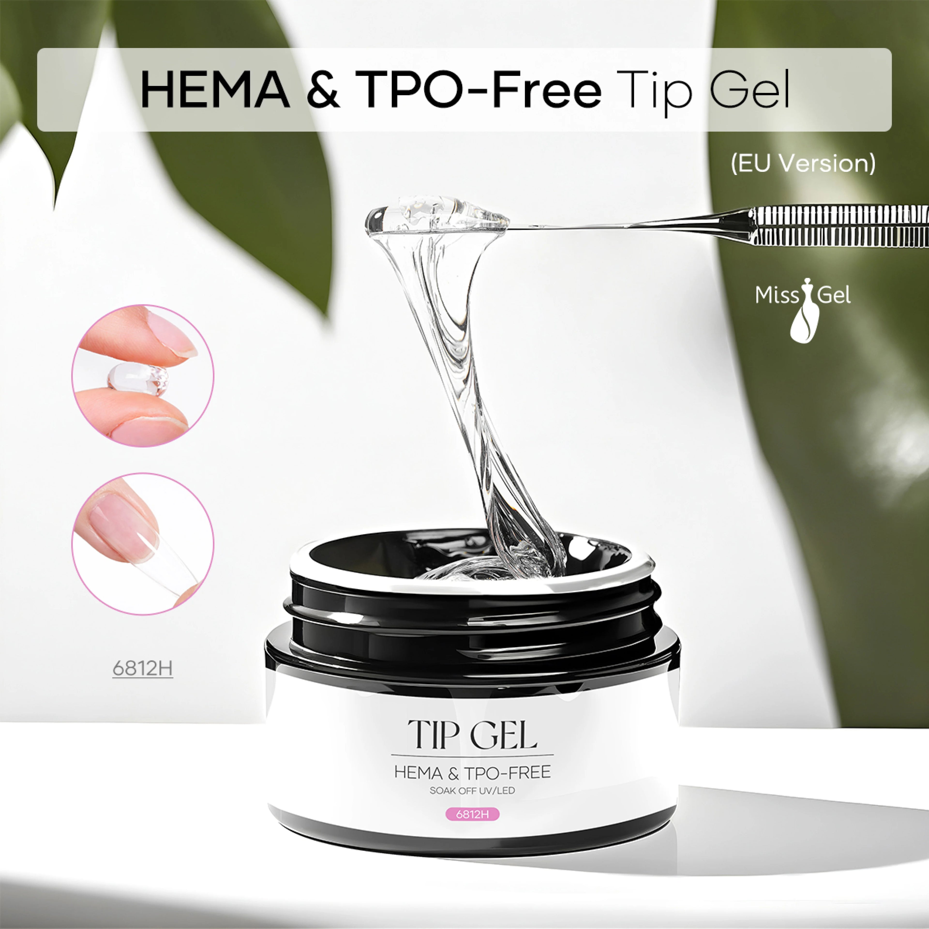 MissGel Professional HEMA TOP Free Clear Non Stick Hand Nail Gel OEM Custom Private Label Adhesive Hema Free Tips Nails Soft Gel