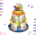 Huancai Cartoon Dinosaur Cake Stand 3 Tier Cupcake Stand Dessert Holder Dino Party Decorations for Kids Birthday Party Supplies