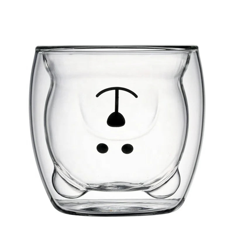 High Bolosilicate Glass Cartoon Animal Shape Heatproof Juice Cup Double Wall Glass Cups