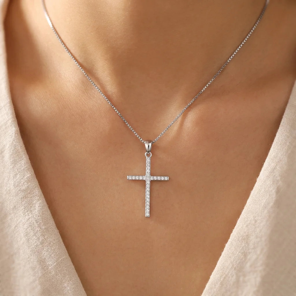 Wholesale Christian Cross God Retro Charm Pendant Rhodium Plated Cubic Zirconia 925 Sterling Silver Unisex Fine Jewelry Gift