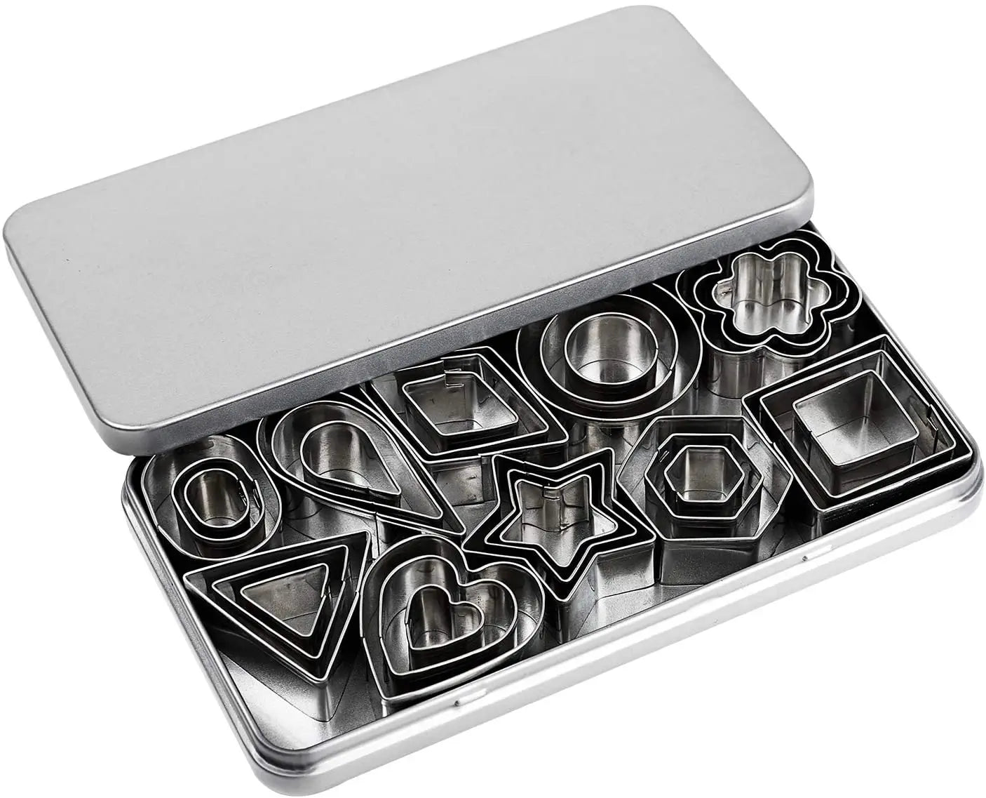 30 Pcs 10 Mini Shapes Stainless Steel Cookie Cutter Set Cake Tools with 10 Shapes Clay Earring Cutters