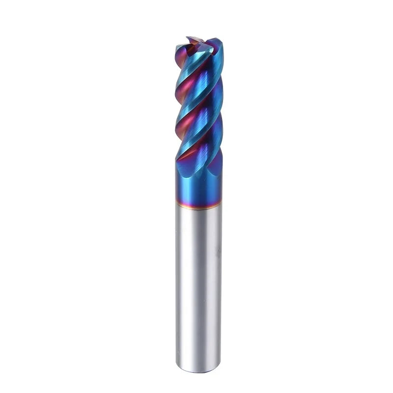 Durable CNC Tungsten Solid Carbide Milling Cutter Tool HRC65 Blue-nano Coating Round Nose Radius End Mill