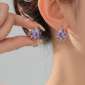2023 New Fashion Earrings Light Luxury Purple Crystal Zircon Earring Brass Gold Plated Flower Earrings for Women