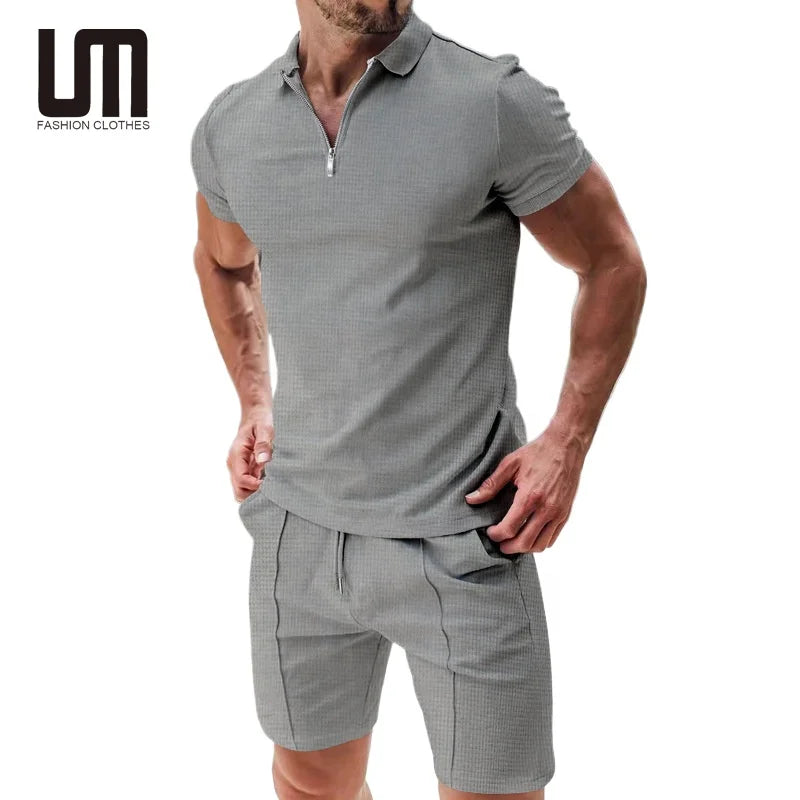 Liu Ming Custom Logo 2025 Summer Men Fitness Fashion Casual Sportswear Short Sleeve T Shirt Shorts 2 Piece Set