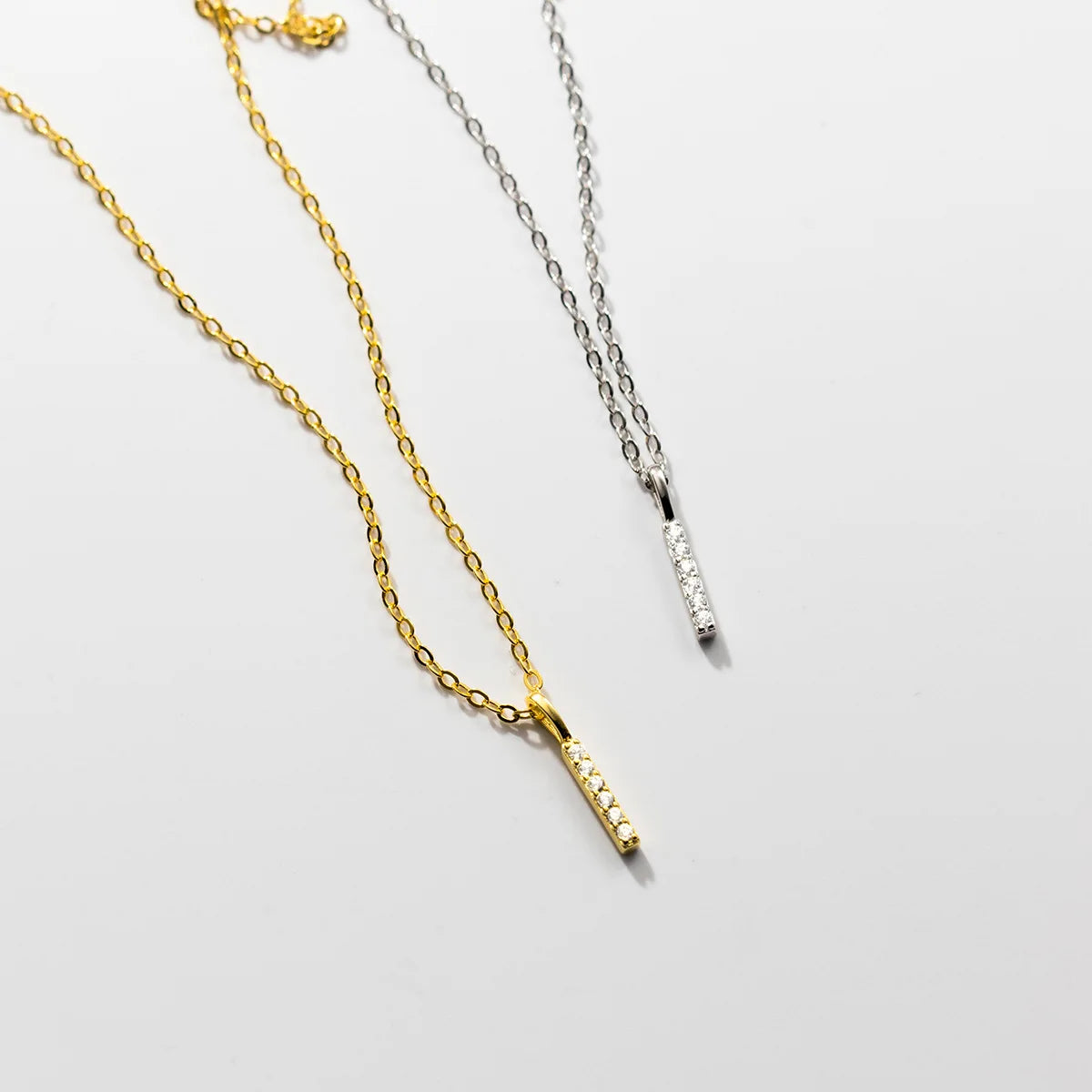 Fine Jewelry Necklaces 925 Sterling Silver Necklace Row Drill a Stick of Zircon Gold Plated Necklaces for Women