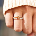 Couple Gold Color Infinity Love Rings Women Ladies Jewelry Double Layer Dainty Heart Zircon Wedding Engagement Gift Promise Ring