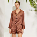 Fung 6002 Customized Solid Color Pyjamas 2 Piece Large Size Casual Homewear Luxury Satin Pajamas Women Set
