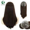 Hair Nature TP22 16" Chinese Cuticle Remy Hair Topper Knotted Polyskin 130% Density PU Base Best Quality Women's Wig Lady Toupee