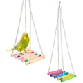 Parrot Toy with Metal Chain Wooden Bridge Swing Hanging Cage Wooden Suspension Bridge Station Frame