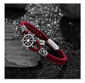 Vintage Viking Two-tone Charm Mens Milan Rope Rudder Bangle Stainless Steel Magnetic Clasp Men's Bracelets Jewelry