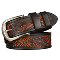 Pin Buckle Eagle Engraved Leather Belt for Men