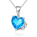 YILUN 925 Sterling Silver Heart Blue Zirconia Pendant Rhodium Plating Romantic Love Pendant Necklace Jewelry for Women