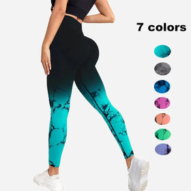9 Colors Seamless Gradient Tie Dye Yoga Leggings High Waist Peach Hip Lifting Gym Skinny Tights Women Fitness Workout Pants