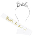 Set of 2pcs Bride Headband Crown and Bride to Be Sash for Bachelorette Party Decoration Hen Party Props