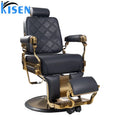 Good Quality Antique Style Black Gold Barber Shop Chair With Pedal Hair Salon Equipment Swivel and Height Adjustable for Sale