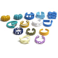 Fashion Chunky Macaron Finger Metal Enamel Color Open Cuff Resizable Clay Ring Jewelry Women Bulk Antique