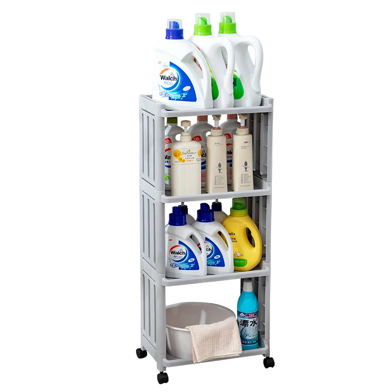 Plastic Standing Kitchen Bathroom Storage Rack Multi-layer Storage Rack with Wheels Sundries Organizer