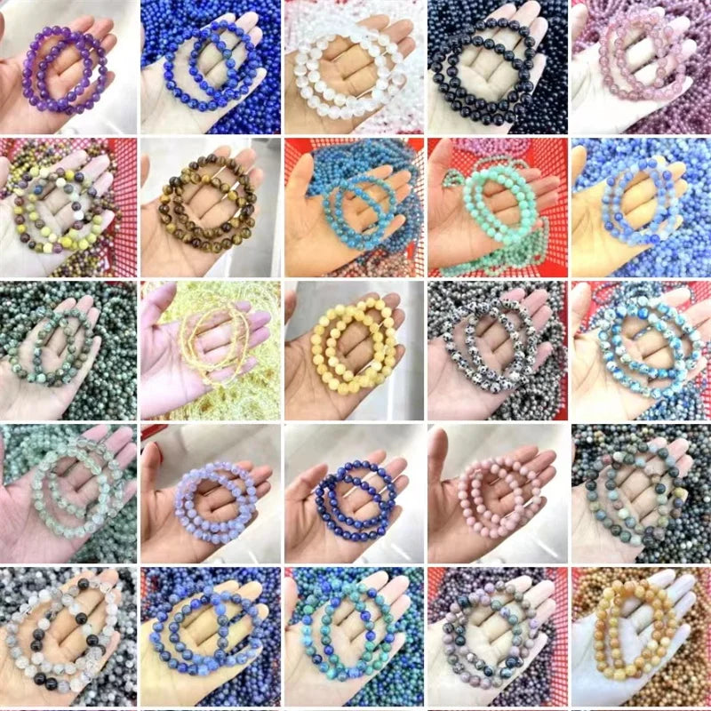 Various Styles Natural 8mm Semi-Precious Gemstones Stretch Beaded Bracelet Unisex