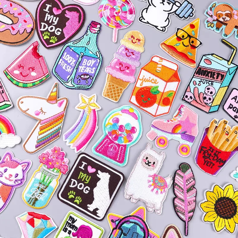 Wholesale Cute Cartoon Food Animal Patch DIY Embroidery Iron on Patches Custom Design Watermelon Cat Ironing Patch for Clothing