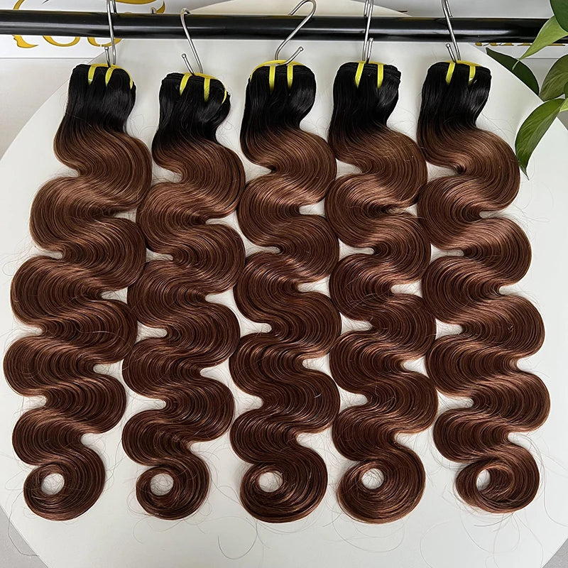 Custom Raw Hair Bundles Colored Body Wave Cuticle Aligned Virgin Brazilian Hair Bundles Human Hair