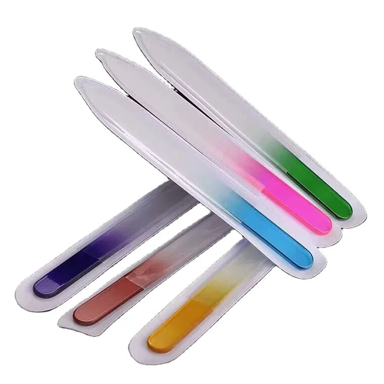 Custom Logo Professional Lifetime Manicure Fingernail File Crystal Glass Nail File With Case