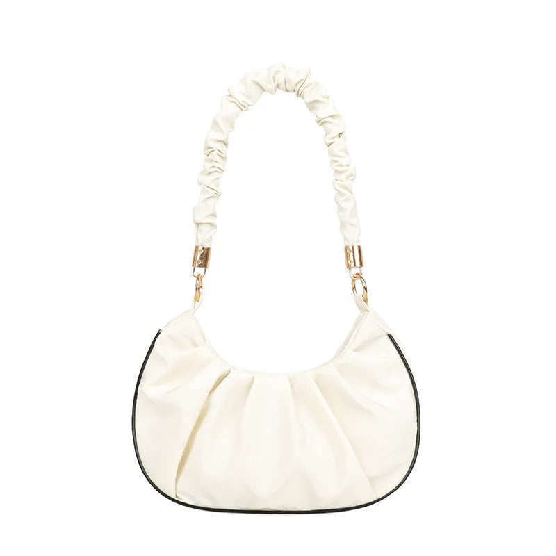 Women High Quality Waterproof Cloud Designer Underarm Tote Bag with Wrinkled Handle Cute Small Size Large Storage Space Portable