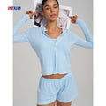 Custom Summer Outfits for Women Solid Women's Shorts Sets Ladies Biker Short Set 3 Piece Crop Top and Shorts Set