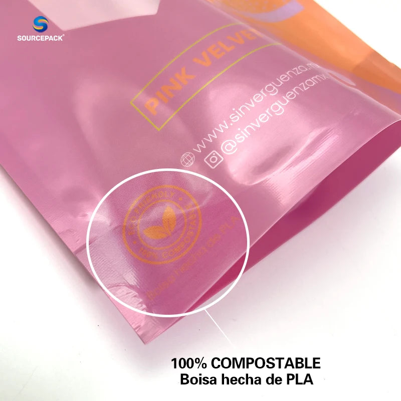 Eco Friendly Plant Based Compostable Clothes Packaging Wholesale Custom logo Printed Frosted Biodegradable Plastic Zip Bag