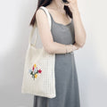 2024 New Trendy Lightweight Boho Style Knitted Beach Tote Shopping Bags Handmade Embroidery Winter Daily Use Summer Autumn