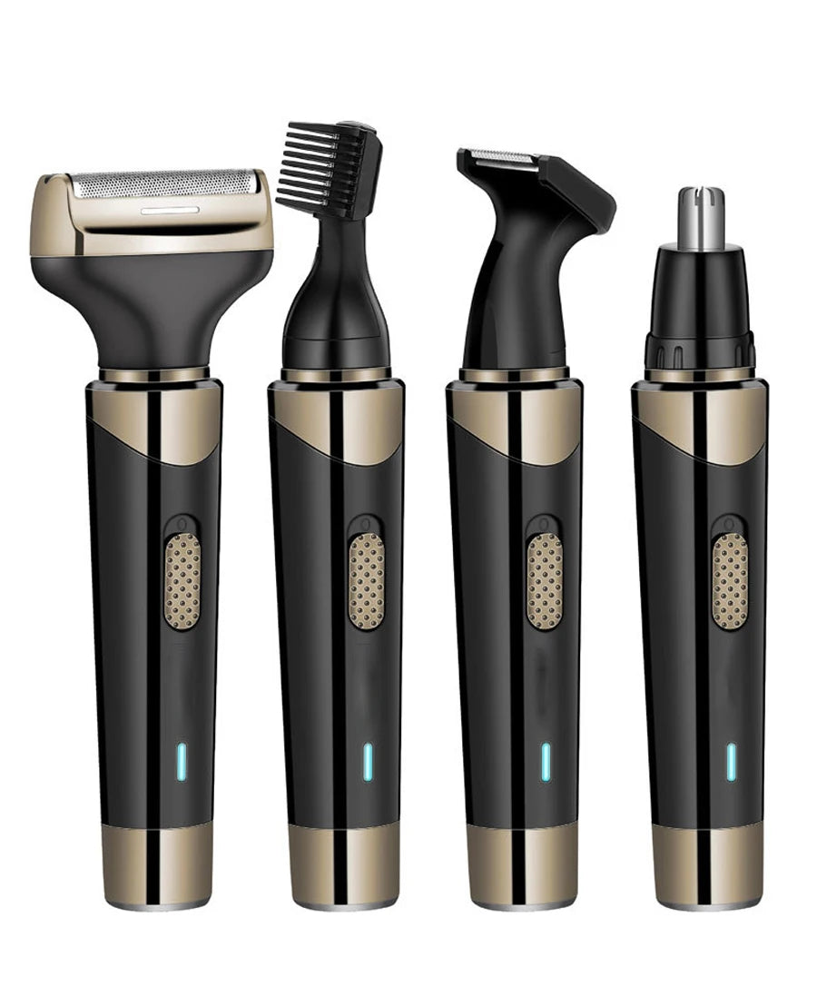 4 in 1 Multifunctional Mini Electric Razor Set USB Charging Stainless Steel Triple Blade Nose Hair & Sideburn Trimmer