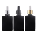 30ml 50ml 100ml Black Square Glass Essential Oil Dropper Bottle Hot Stamping Surface Empty Flat Dropping Serum Container 100pcs