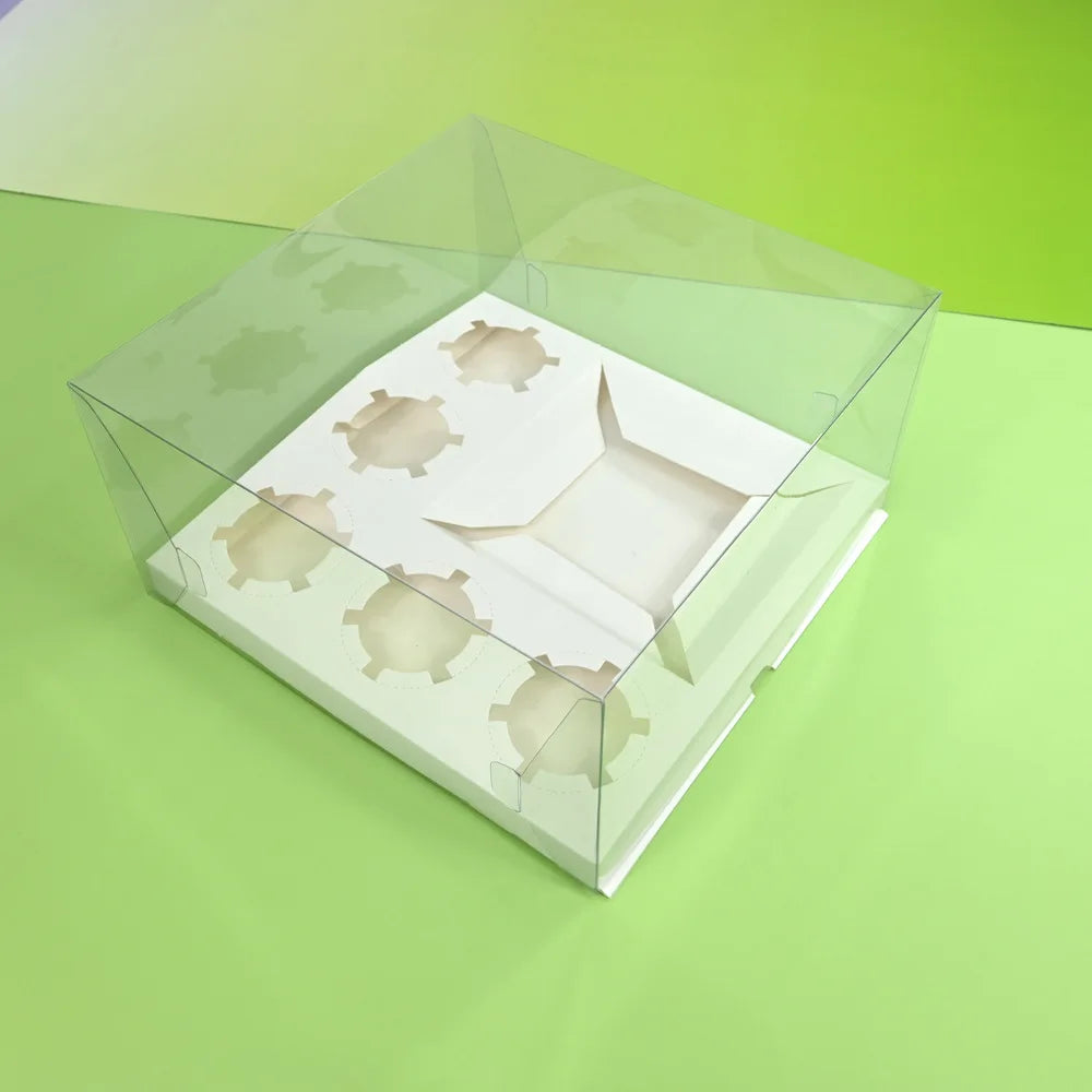 AK 4/6/12 Hole White Cardboard Box for Muffin Cake Boxes Gift Paper Box Custom PET Cupcake Carrier Packaging Factory Wholesale