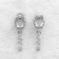 Sterling Silver 5*7mm Semi Mount Stud Eardrops Empty Frame Support Blank Setting S925 Base Without Center Stone DIY for Inlay