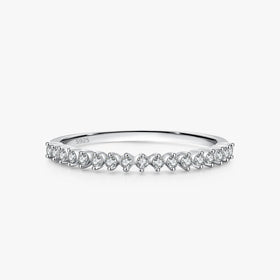 Ailmay Real 925 Sterling Silver Simple Sparkling Clear CZ Stackable Finger Ring for Women Girls Anti-allergy Fine Jewelry Gifts