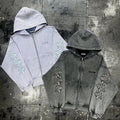 Custom Luxury Graphic Embroidery Distressed Vintage Wash Hoodie Streetwear Acid Washed Sun Fade Heavyweight Hoodie for Men