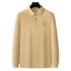Luxury Men's 100% Cotton Long Sleeve for Polo Shirt Casual Golf Print T-Shirt with Embroidery